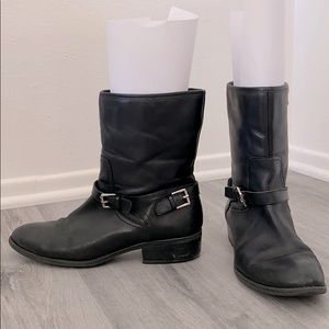 Lauren Ralph Lauren Black Leather Moto Boots SZ9.5